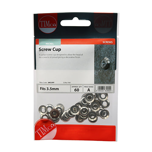 Screw Cups - Nickel - To fit 6 Gauge Screws