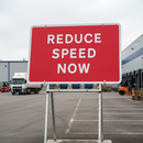 Premium Quick Fit Reduce Speed Now Temporary Road Sign 1050x750mm for Traffic Safety