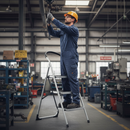 Premium Folding Step Ladder - 3 Tread with Rubber Handle