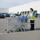 Premium Mobile Shopping Trolley Park with Lockable Castors, 2m Long Design for Flexible Storage Solutions