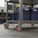 125mm Braked Swivel Plate Castor with Red Polyurethane Wheel