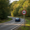 Premium 40mph Speed Limit Sign - Durable, Reflective, Post Mounted for Rural and Urban Use