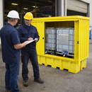 Steel Covered Double IBC Pallet – Yellow – Lockable Doors – Industrial