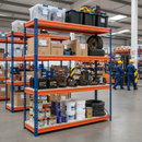 Heavy Duty Garage Shelving - 2000mm High - 500kg Load Capacity - Blue & Orange