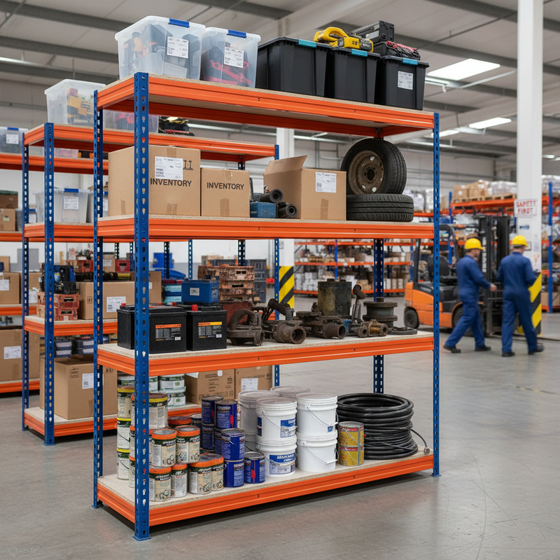 Heavy Duty Garage Shelving - 2000mm High - 500kg Load Capacity - Blue & Orange