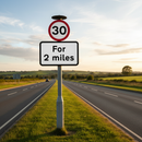 Premium Supplementary Distance Plate for Road Hazard Signs - Customizable Sizes and Measurements for Enhanced Driver Awareness