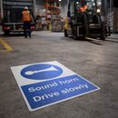 Sound Horn Drive Slowly Floor Graphic – 400mm x 600mm – Polycarbonate – Industrial