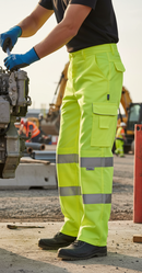Professional High-Visibility Poly Cotton Trousers with Multiple Pockets and Knee Pad Pouches