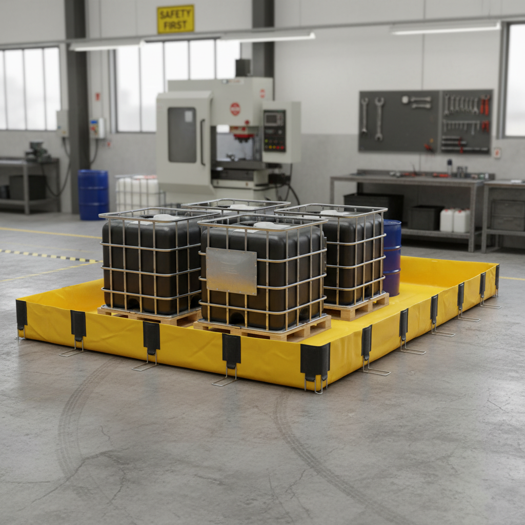 Premium Fuel and Chemical Spill Containment with Corner and Central Su