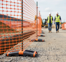 Premium Heavy Duty Fence Feet with Bright Orange End Caps for Stability and Safety - 14kg Recycled Rubber Blocks