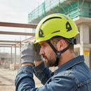 Premium Vented DualSwitch Wheel Ratchet Safety Helmet - Hi-Vis Yellow