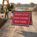 Premium Roll Up Stop Sign 1050x750mm with Durable Frame for Mobile Traffic Management