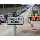 Professional Single File Traffic Supplementary Plate for Road Safety, Customizable with Arrows and Distances