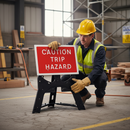 Premium Caution Trip Hazard Sign 600x450mm - Quick Setup with Reflective Face for Safety