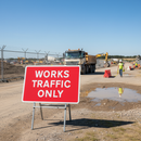 Premium Quick Fit WORKS TRAFFIC ONLY Sign 1050x750mm for Work Vehicle Access Safety