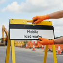 Premium Mobile Road Works Sign 870x275mm with QuickFit EnduraSign System for Efficient Traffic Management