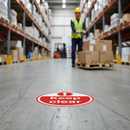 Premium Keep Clear Floor Sign - Slip Resistant, Durable, High Visibility for Warehouse Safety in Red and Blue