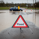 Professional Collapsible Flood Warning Sign with Galvanised Steel Frame and Reflective PVC Face for Road Safety