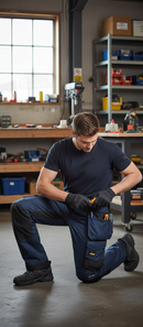 Premium Stretch Loose Fit Work Trousers with Holster Pockets - Navy/Black, Durable and Flexible for Professionals