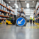 Premium Keep Left Roll-Up Traffic Sign - Lightweight, Chapter 8 Compliant with Steel Frame and PVC Face for Safety in Work Areas