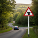 Premium T-Junction Ahead Post Mounted Sign 600mm - Warning Sign with Directional Arrows for Road Safety