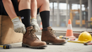 Premium Men's Workwear Boot Socks - 4 Pairs with Ribbed Leg Support and Reinforced Heel & Toe for Comfort and Durability