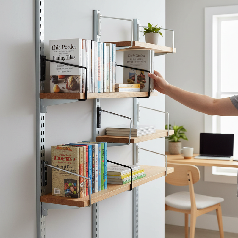 Flexible Wall Mounted Shelving Bookends for Secure Storage