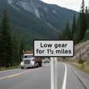 Professional Low Gear Supplementary Plate for Steep Gradient Signage - Adjustable Text Size for Enhanced Road Safety