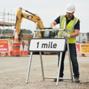 Professional 1 Mile Warning Sign for Road Works - Durable Face Only Design, 725x275mm Size with Color Options