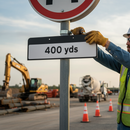 Premium 400 Yards Supplementary Sign Drop Plate Dia 572 - 870x275mm Compatible with EnduraSign Frame