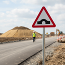 Premium Hump Bridge Ahead Sign - Heavy Duty Post Mounted with Hazard Warning Features and Various Size Options