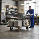 Premium 200mm Swivel Plate Caster with Cast Iron Centre and Polyurethane Tyre