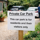 Private Car Park Sign – Residents/Visitors Only – 400mm x 300mm – Rigid Plastic – Indoor/Outdoor Use