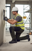 Premium Slim Fit Stretch Work Trousers in Dark Green with Adjustable Waistband, Knee Pad Pockets, and Water-Repellent Fabric