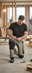 Premium Slim Fit Stretch Work Trousers with Holster Pockets - Khaki/Black, Durable Construction for Flexibility and Comfort