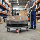 100mm Heavy Duty Fixed Plate Castor with Red Polyurethane Wheel