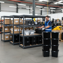 3x Premium Heavy Duty Shelving - 1770mm High - Grey with 8x 37L Plastic Storage Boxes