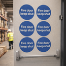 Fire Door Safety Labels – Sheet of 6 – Self-Adhesive Vinyl – Indoor Use