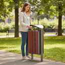 Premium 50L Steel & Recycled Plastic Litter Bin for Indoor and Outdoor Use