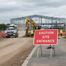 Professional Caution Site Entrance Sign 1050x750mm - Essential Safety Warning for Heavy Vehicle Traffic