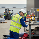 Professional High-Visibility Waistcoat with Reflective Bands and Velcro Fastening - Pre-Printed 'FIRST AIDER' in Saturn Yellow, Sizes M to XXXL