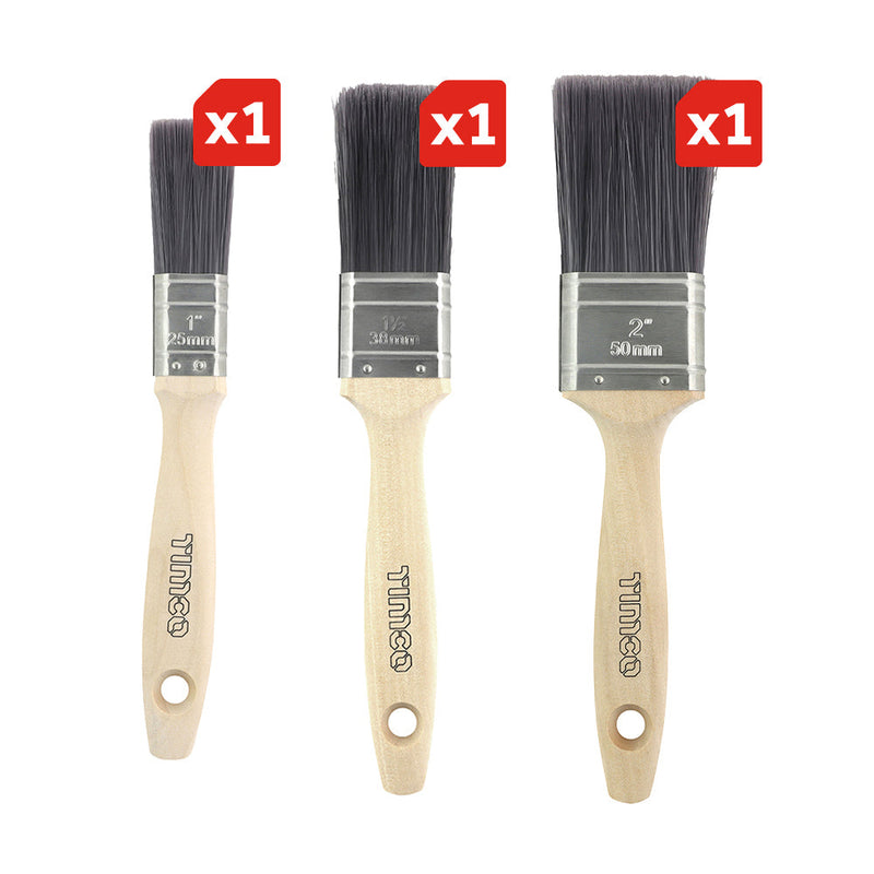 Professional Synthetic Paint Brush Mixed Set - 3pcs