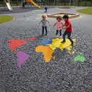 Premium Simplified World Map Playground Marking for Educational Geography Learning with Bright Colors for Children