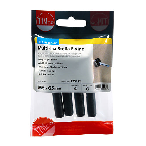 Stella Fixings - TX - Pan - Black - M5 x 65