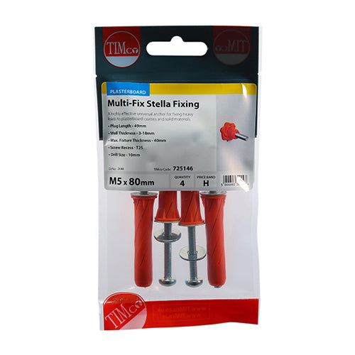 Stella Fixings - TX - Pan - Red - M5 x 80