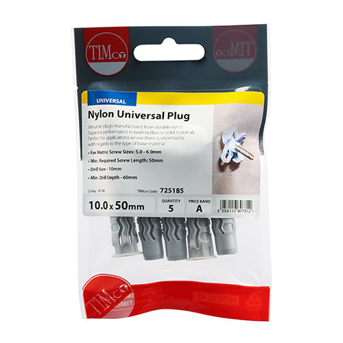 Nylon Universal Plugs - 10.0 x 50
