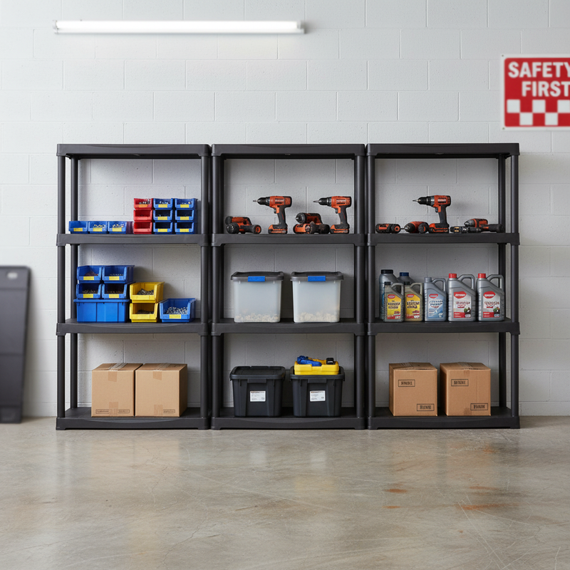 Heavy Duty Plastic Shelving Unit - 1330mm High - 20kg Per Level - Charcoal