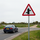 Professional Staggered Junction Ahead Post Mount Sign - 600mm for Enhanced Road Safety