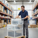 Heavy Duty Clear Euro Containers with Hinged Lids - All Sizes Available