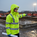 Professional Ladies Hi-Vis Waterproof Storm Coat with Adjustable Cuffs and Nordic Hood for Outdoor Protection